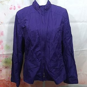 Chico's Purple Braided Collar Zip Up 2 Pocket Blazer